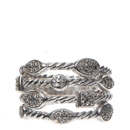 David Yurman Sterling Silver Diamond Confetti 4 Row Ring 51.9 6 1 of 4