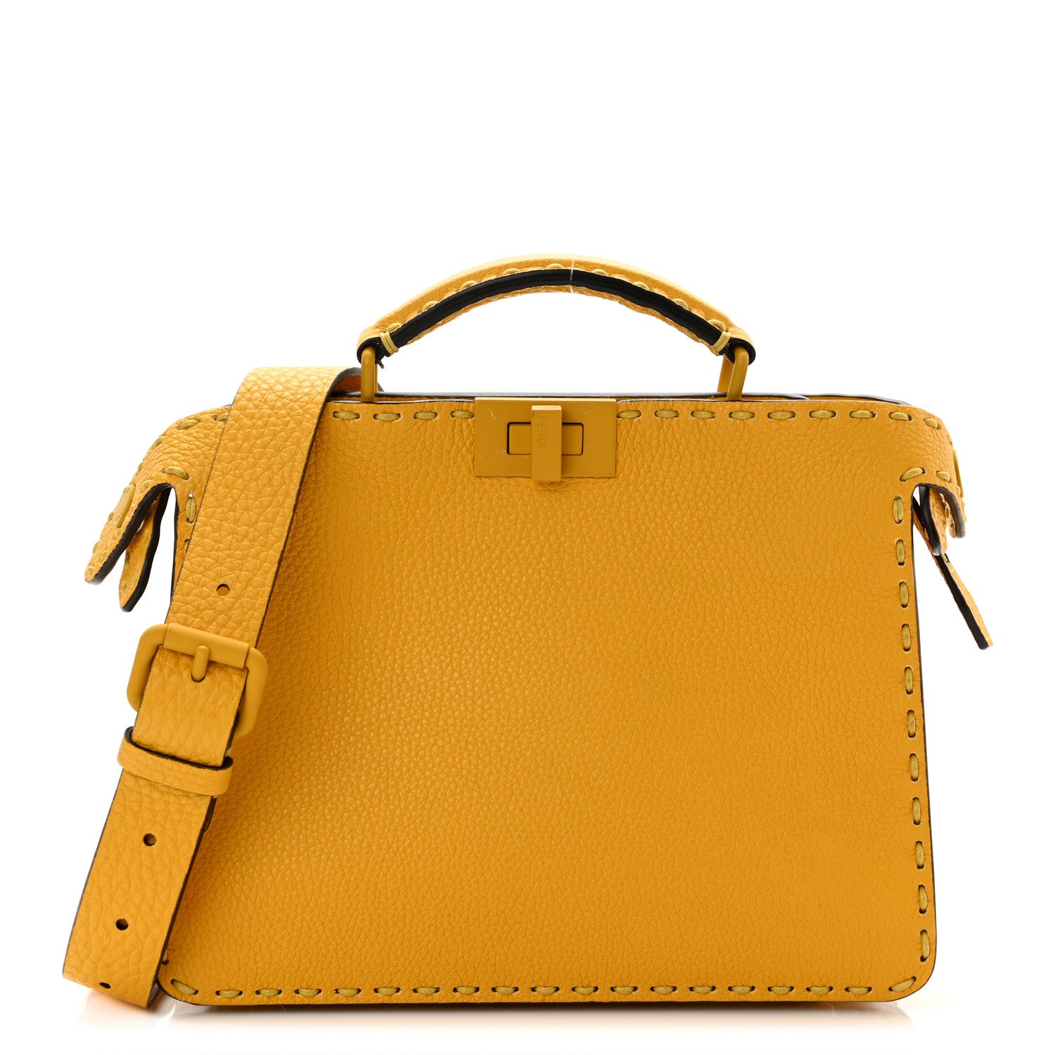 Fendi Cuoio Romano Vitello Cover Sellerissima Monochrome Mini Peekaboo I SEE U Satchel Sunflower 1 of 10