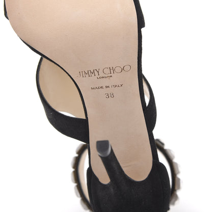 Jimmy Choo Shimmer Suede Crystal Halo 120 Sandal 38 Black 6 of 8