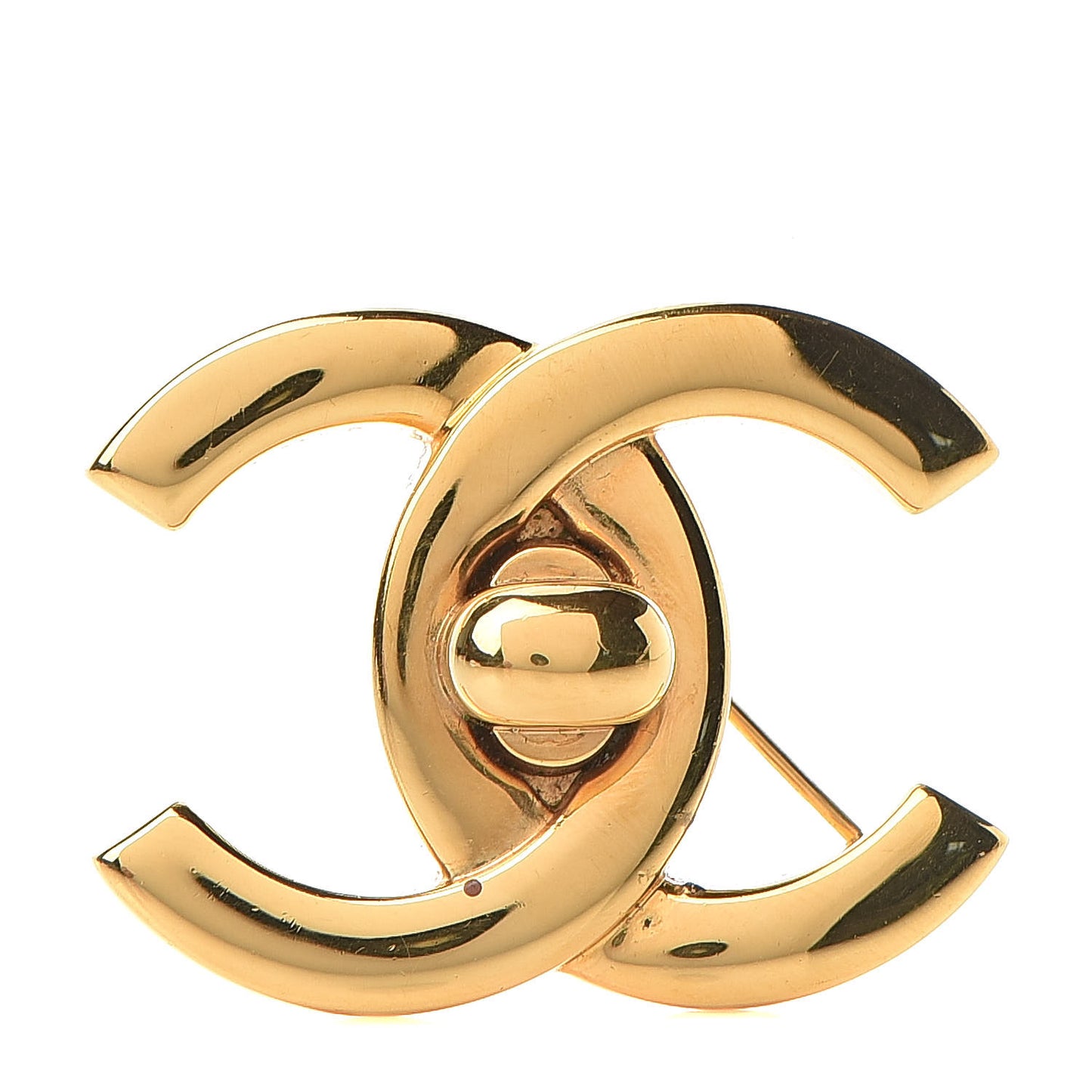 CC Turn Lock Brooch Gold