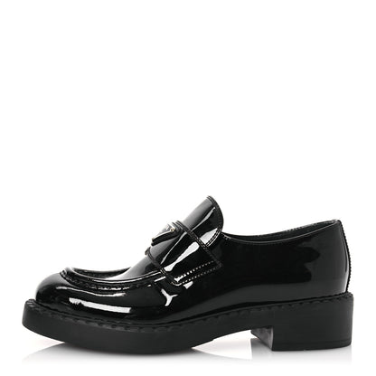 Prada Vernice Triangle 50mm Loafers 38 Black 1 of 12