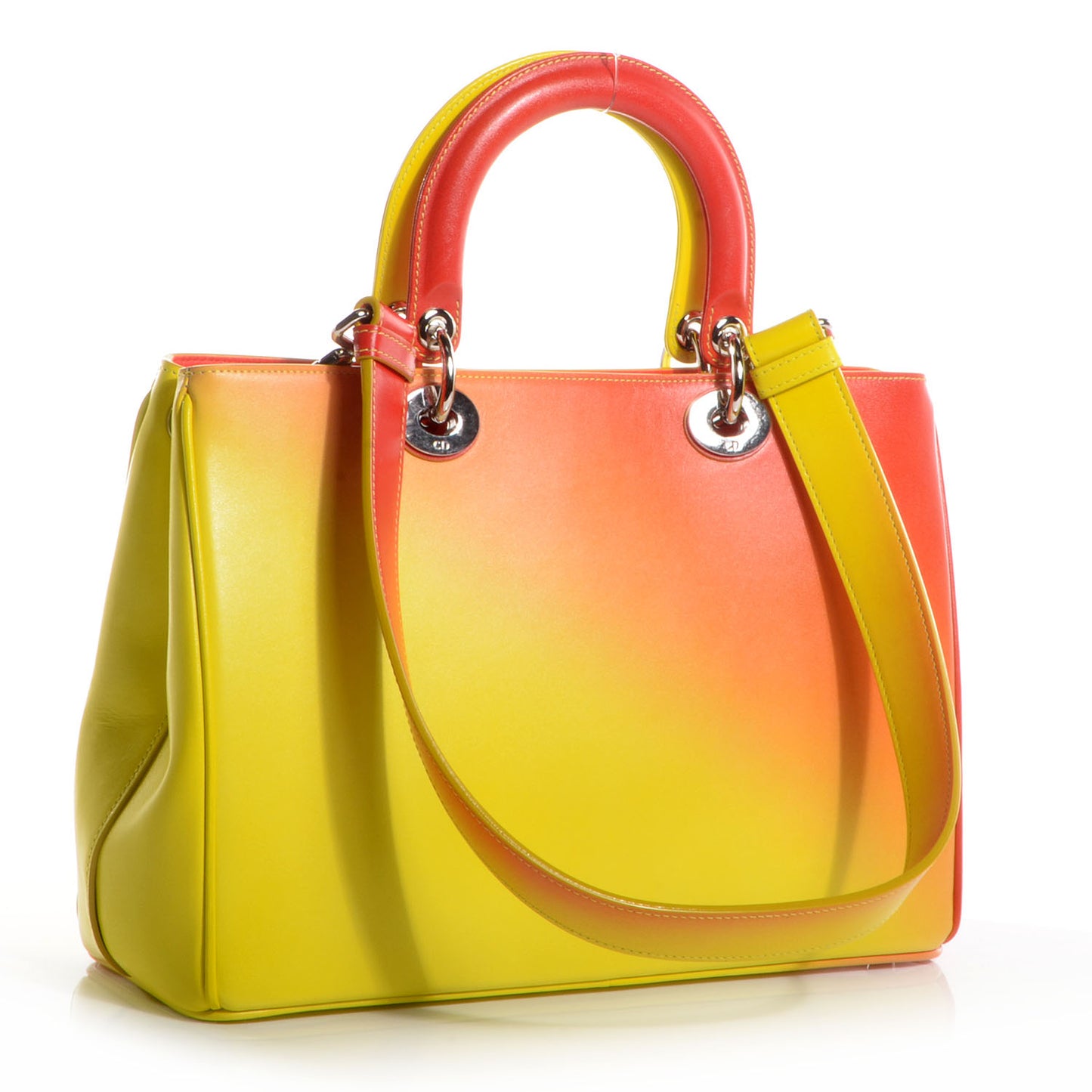 Box Calfskin Gradient Medium Diorissimo Yellow Orange