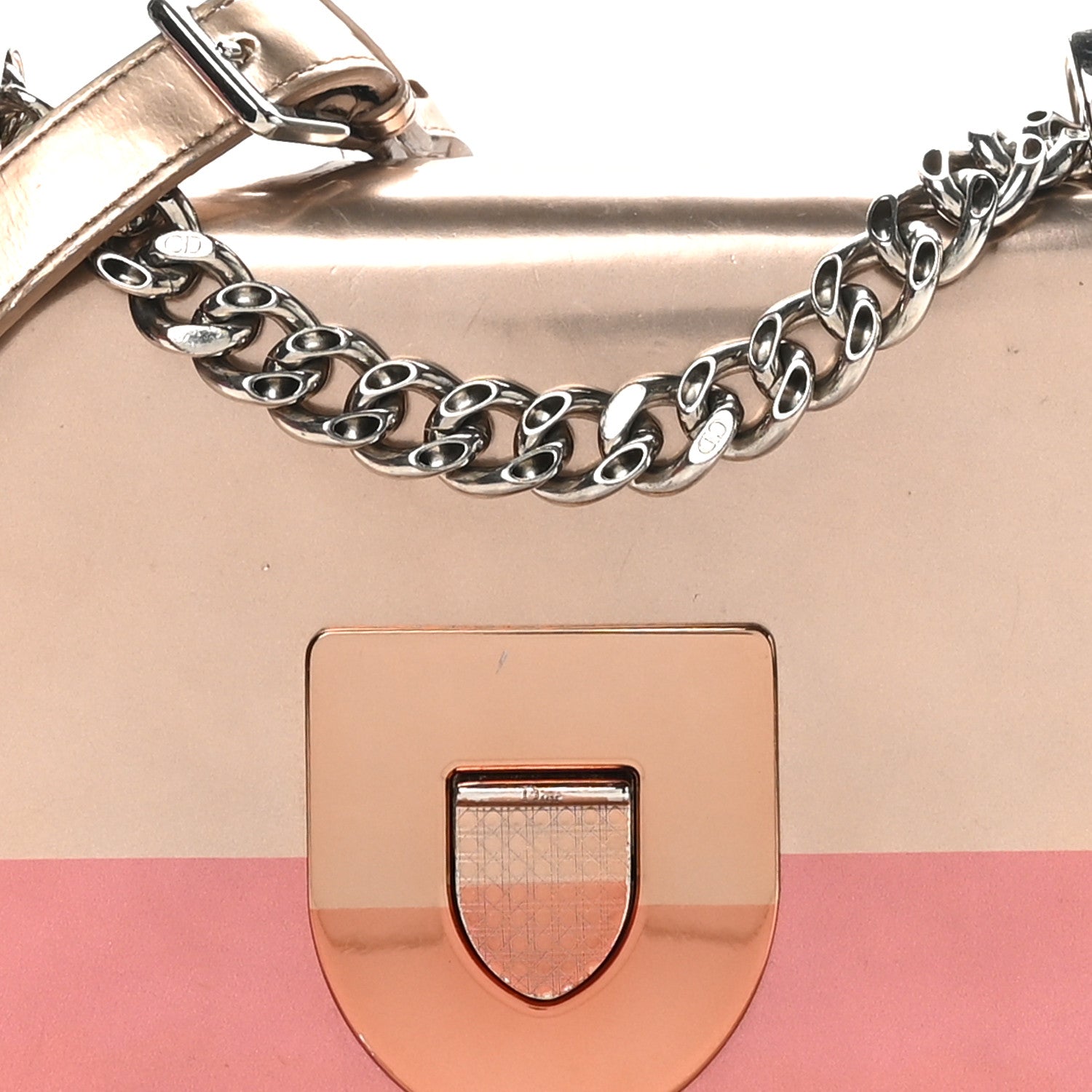 Christian Dior Metallic Glazed Calfskin Diorama Club Bag Rose Gold Pink 7 of 10