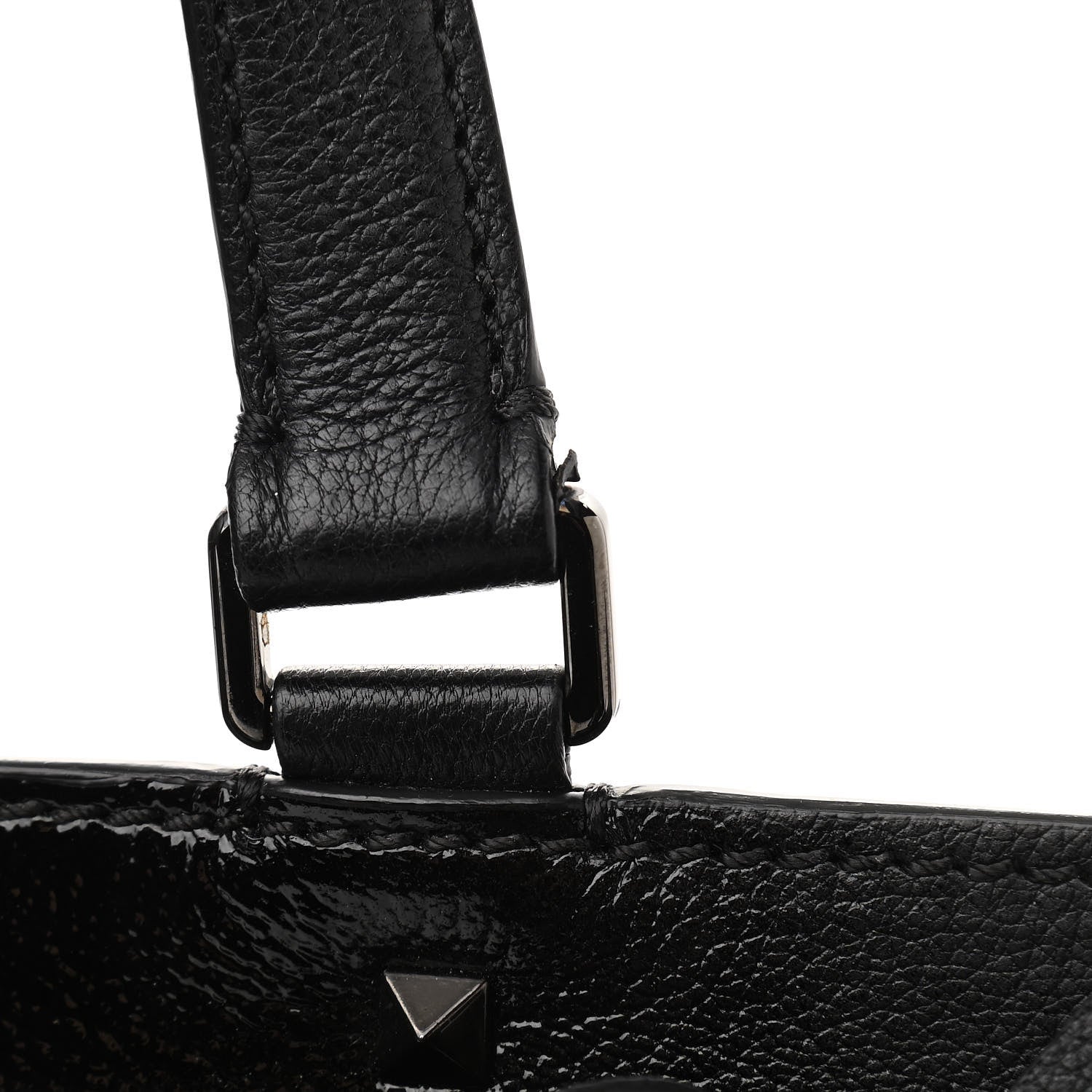 Valentino Garavani Patent Pebbled Calfskin Medium JoyLock Satchel Black 11 of 11