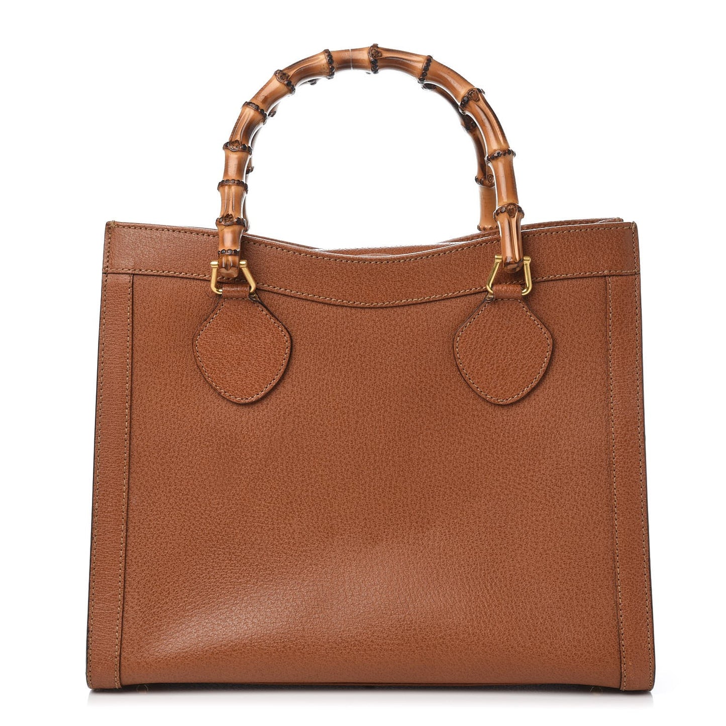Calfskin Bamboo Top Handle Tote Brown