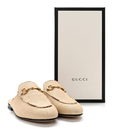 Gucci Straw Elaphe Womens Princetown Slippers 36 Natural Cream Brown 11 of 11