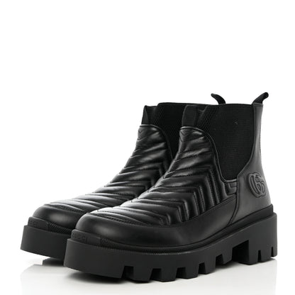 Gucci Calfskin Nappa Matelasse Frances Chelsea Boots 40 Black 5 of 16