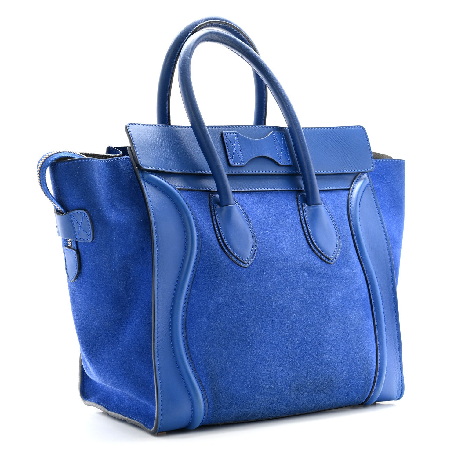 Celine Smooth Calfskin Suede Mini Luggage Royal Blue 2 of 10
