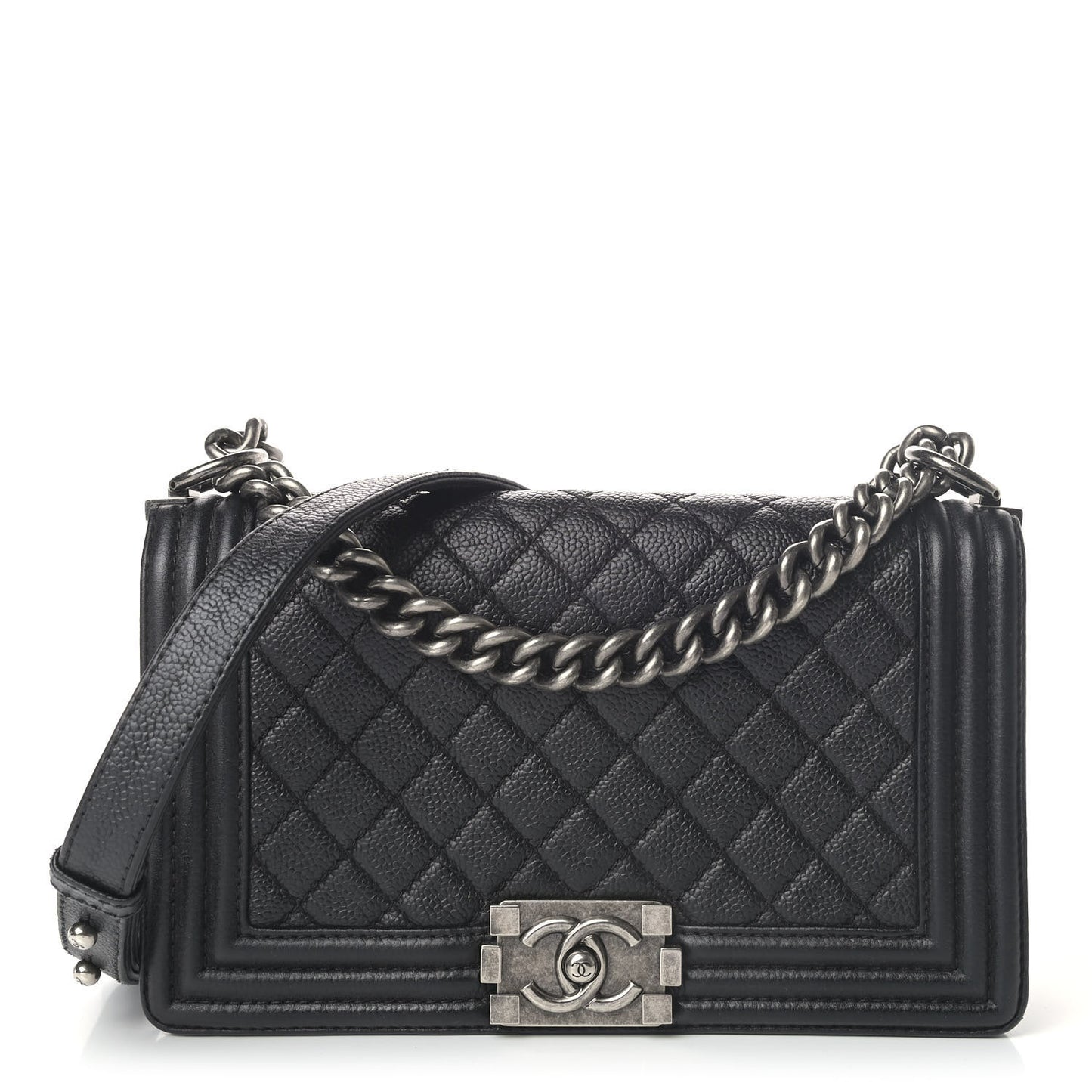 Caviar Quilted Medium Boy Flap Black