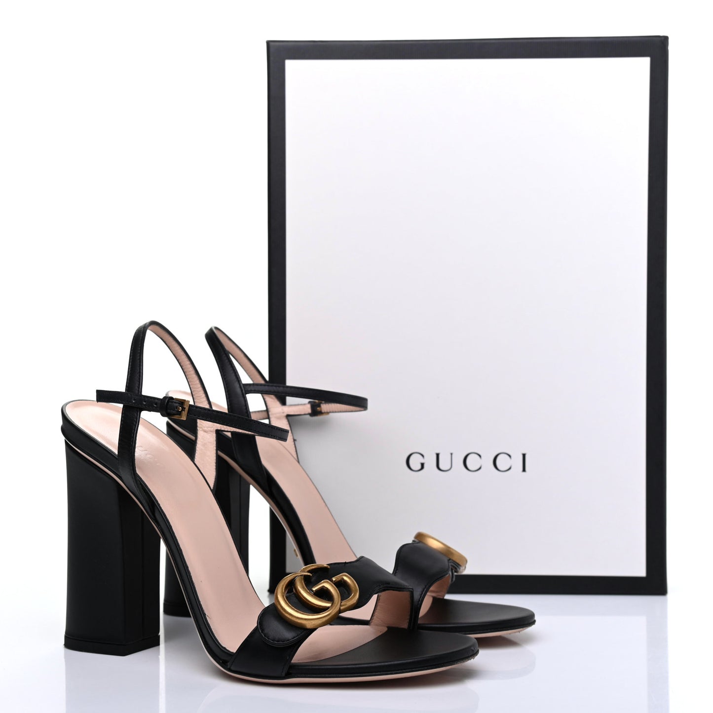 Lifford Calfskin GG Marmont Ankle Wrap 105mm Sandals 39 Black