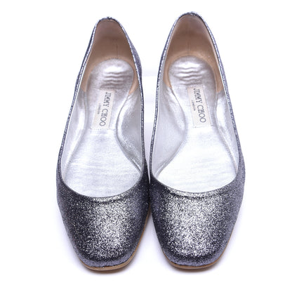 Jimmy Choo Glitter Flats 37.5 Gunmetal 8 of 13