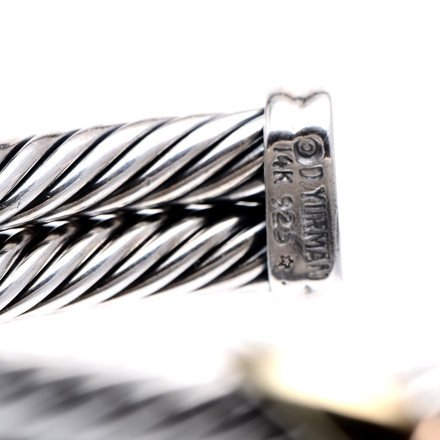 David Yurman Sterling Silver 14K Yellow Gold 10mm Double X Bracelet 4 of 6