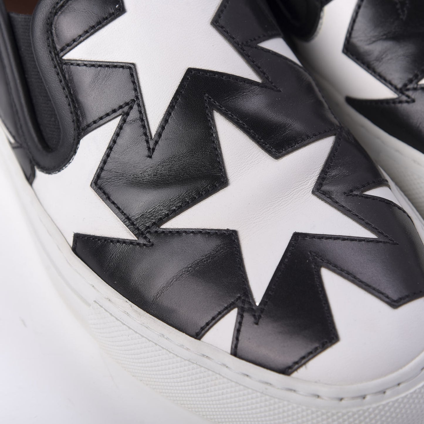 Calfskin Skate Star Print Slip On Sneakers 37.5 Black White