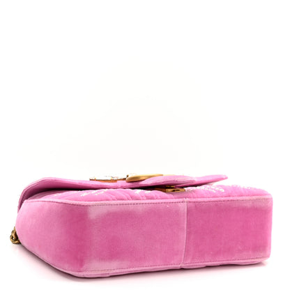 Gucci Velvet Matelasse Marquise Crystals Embroidered Small GG Marmont Shoulder Bag Malva 4 of 10