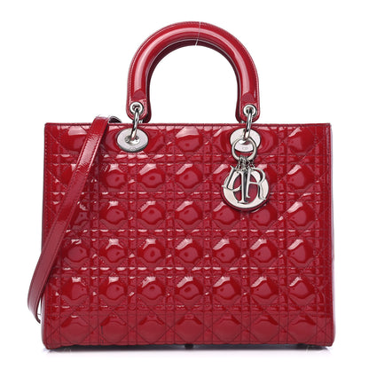 Christian Dior Patent Cannage Large Lady Dior Red 1 of 10