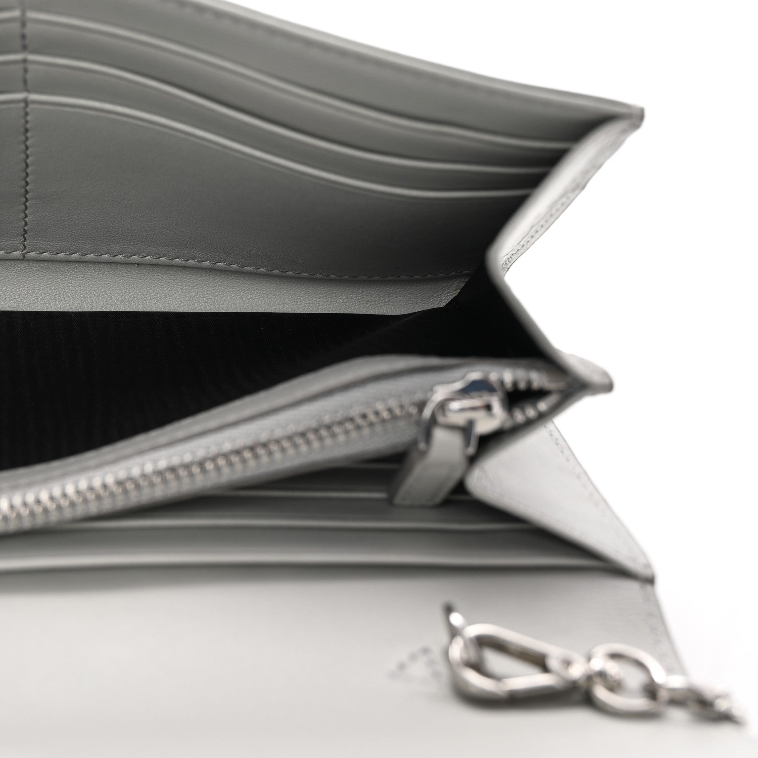 MCM Visetos Calfskin Large Mena Crossbody Wallet On Chain Grey 5 of 9