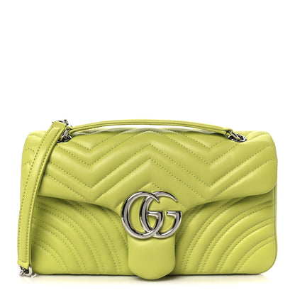 Gucci Calfskin Matelasse Medium GG Marmont Shoulder Bag Bright Green 1 of 11