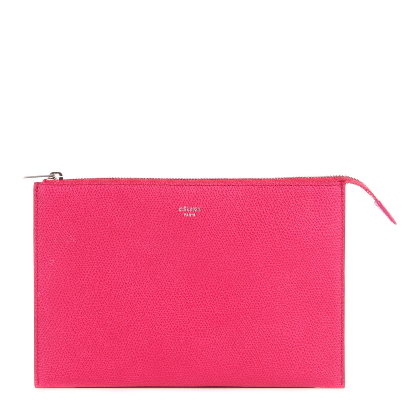 Grained Calfskin Solo Trio Cosmetic Pouch Fuchsia