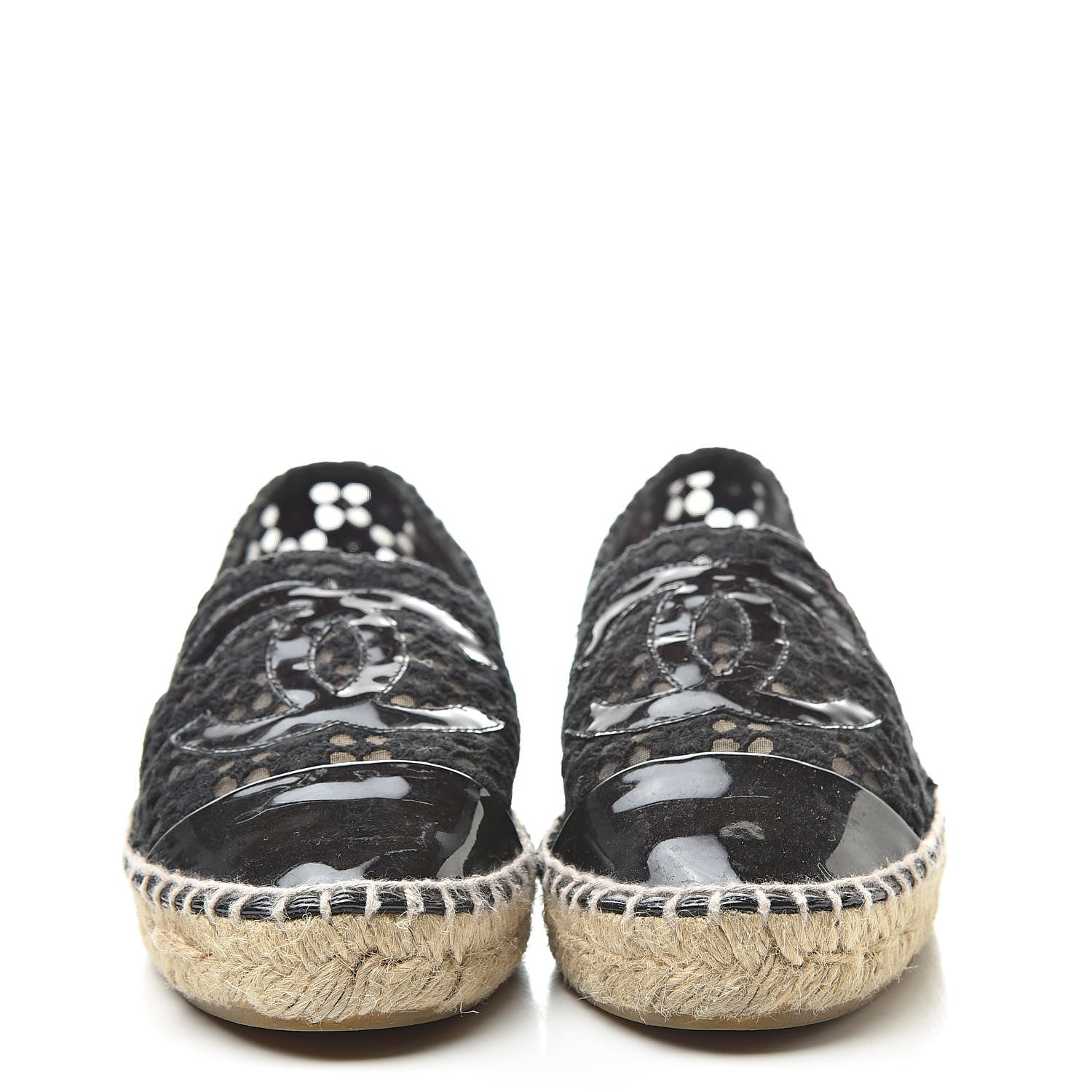 Chanel Lace Patent CC Espadrilles 37 Black 2 of 11