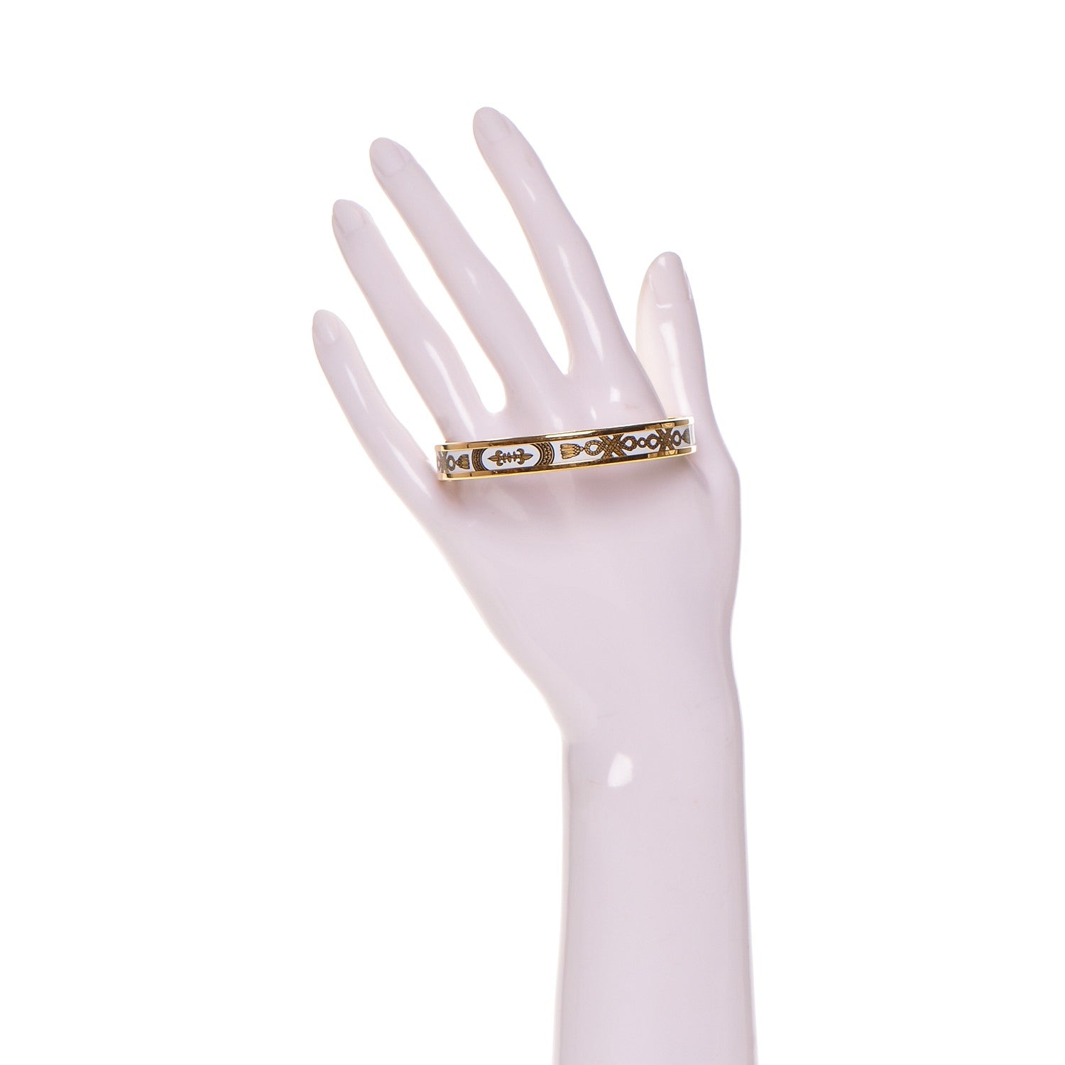 Hermes Enamel Printed Grand Apparat Narrow Bracelet 62 White 2 of 5