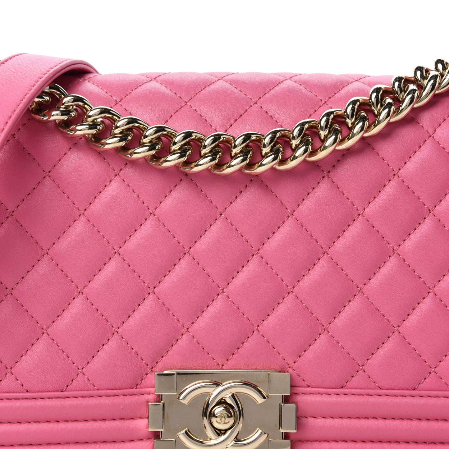 Lambskin Quilted Medium Boy Flap Pink