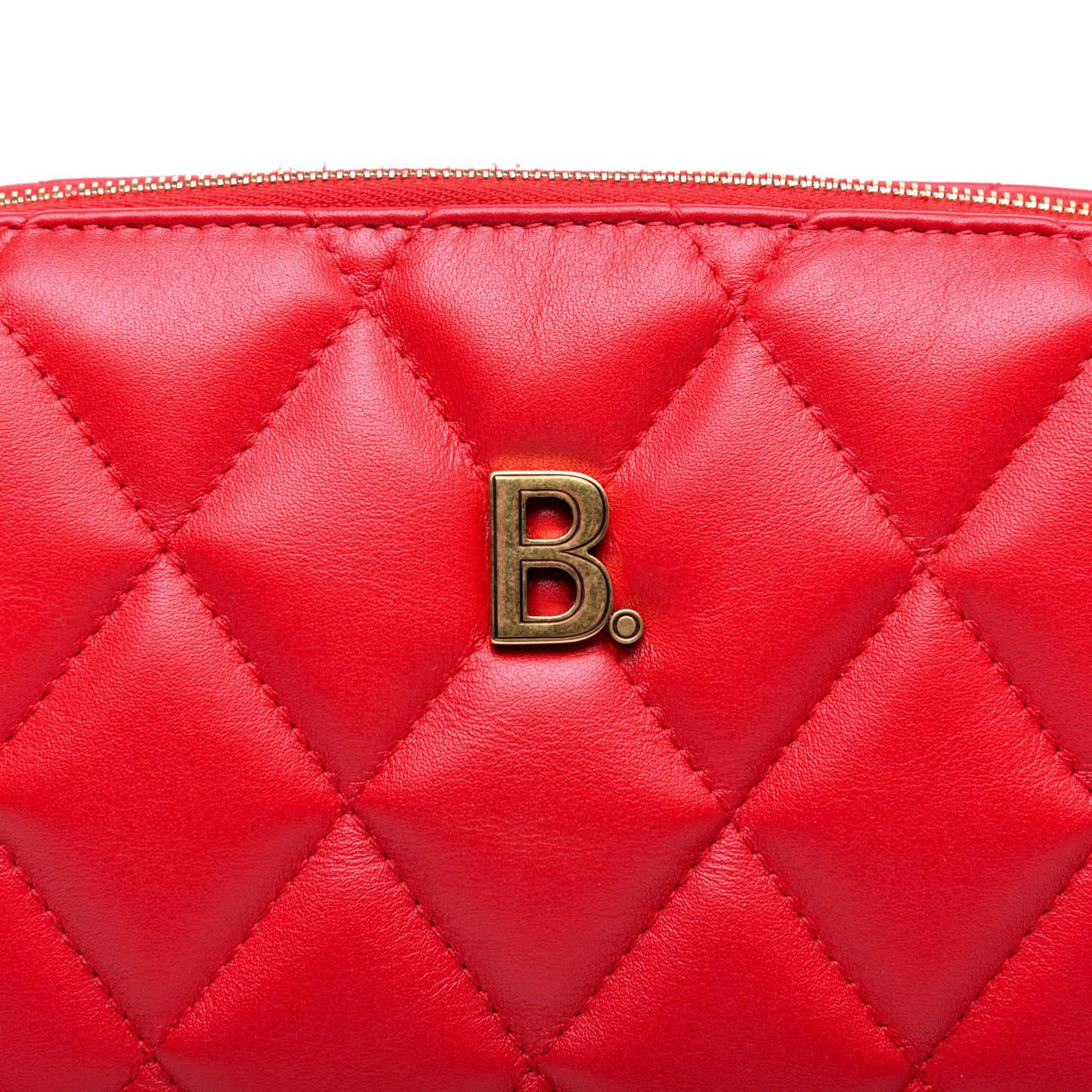 Nappa Calfskin Quilted Touch B Camera Shoulder Bag Bright Red