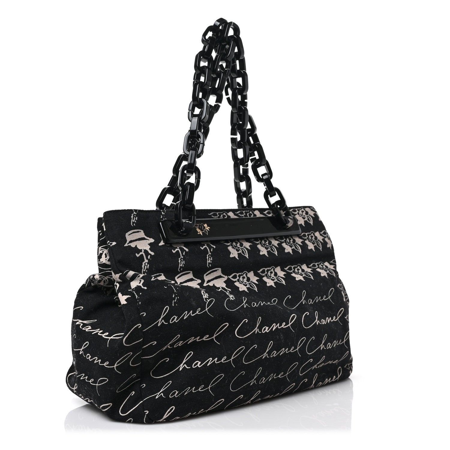 Chanel Canvas Camellia Flower Tote Black 3 of 9