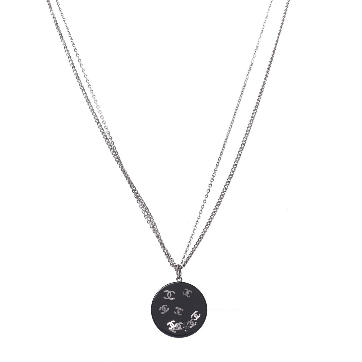 Resin CC Necklace Black Silver
