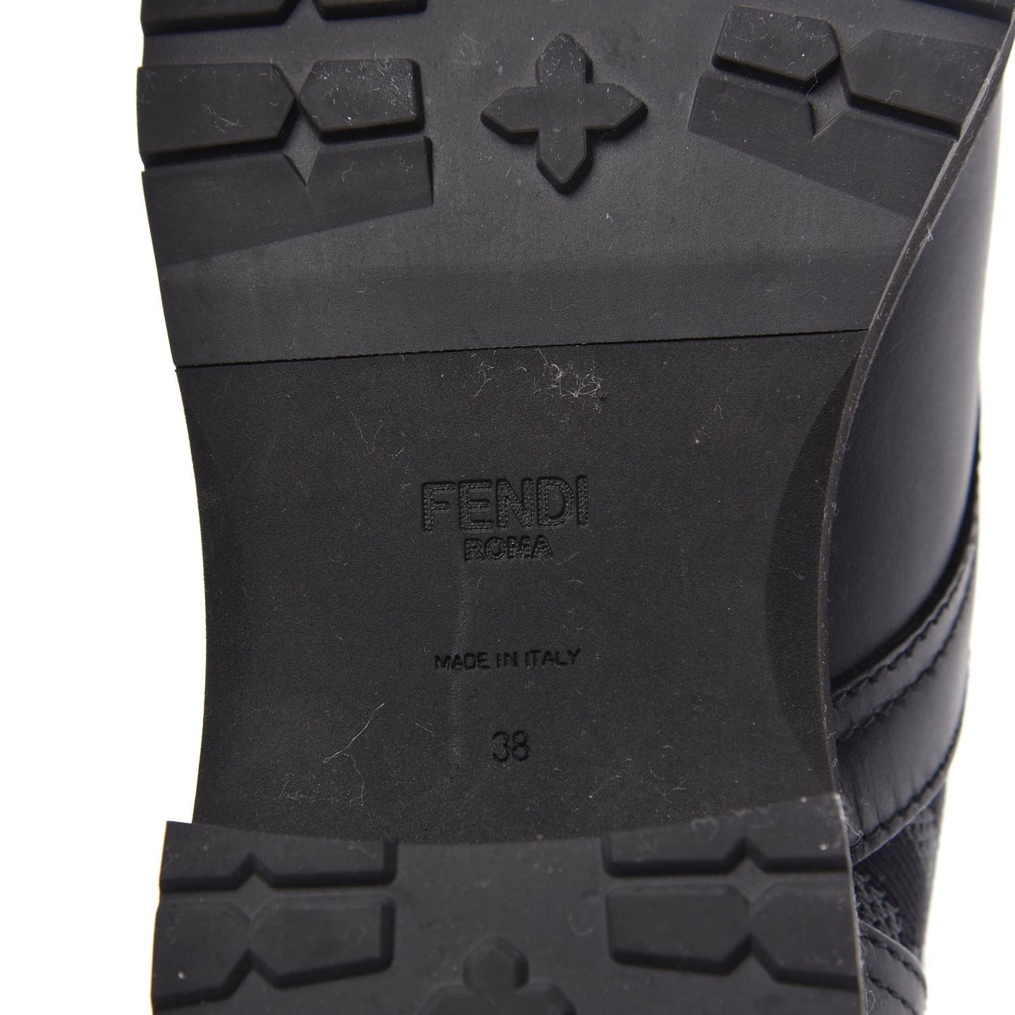 Calfskin Stretch Fabric FF Rockoko Biker Boots 38 Black Charcoal