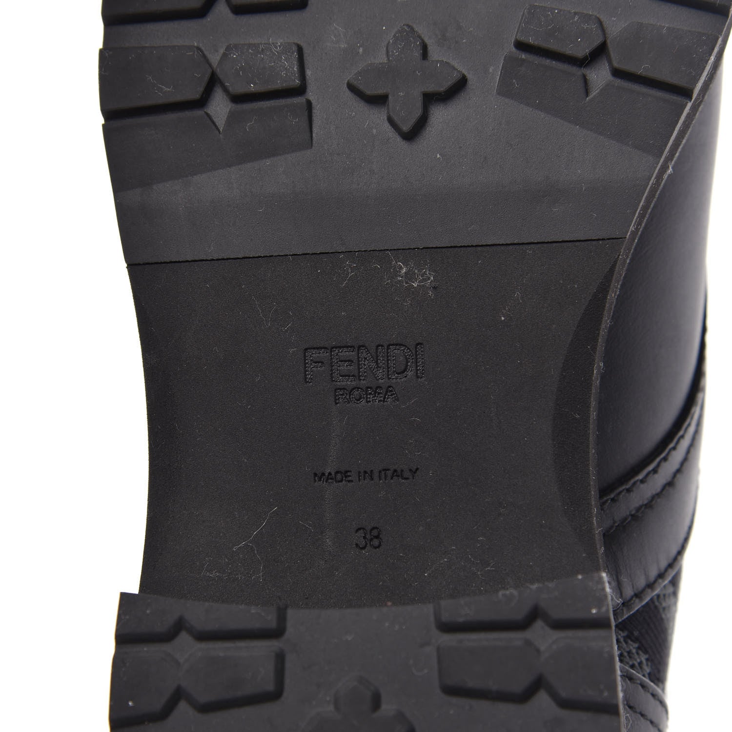 Fendi Calfskin Stretch Fabric FF Rockoko Biker Boots 38 Black Charcoal 6 of 8