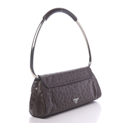 Prada Ostrich Beaded Bag Brown 3 of 10
