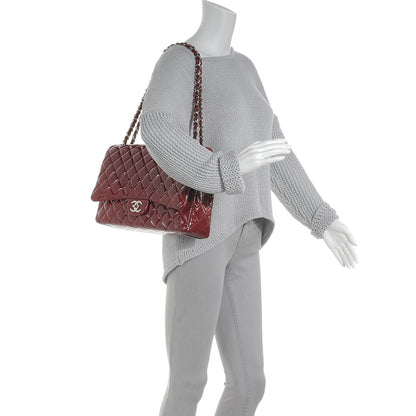 Chanel Patent Maxi Double Flap Dark Red 2 of 7