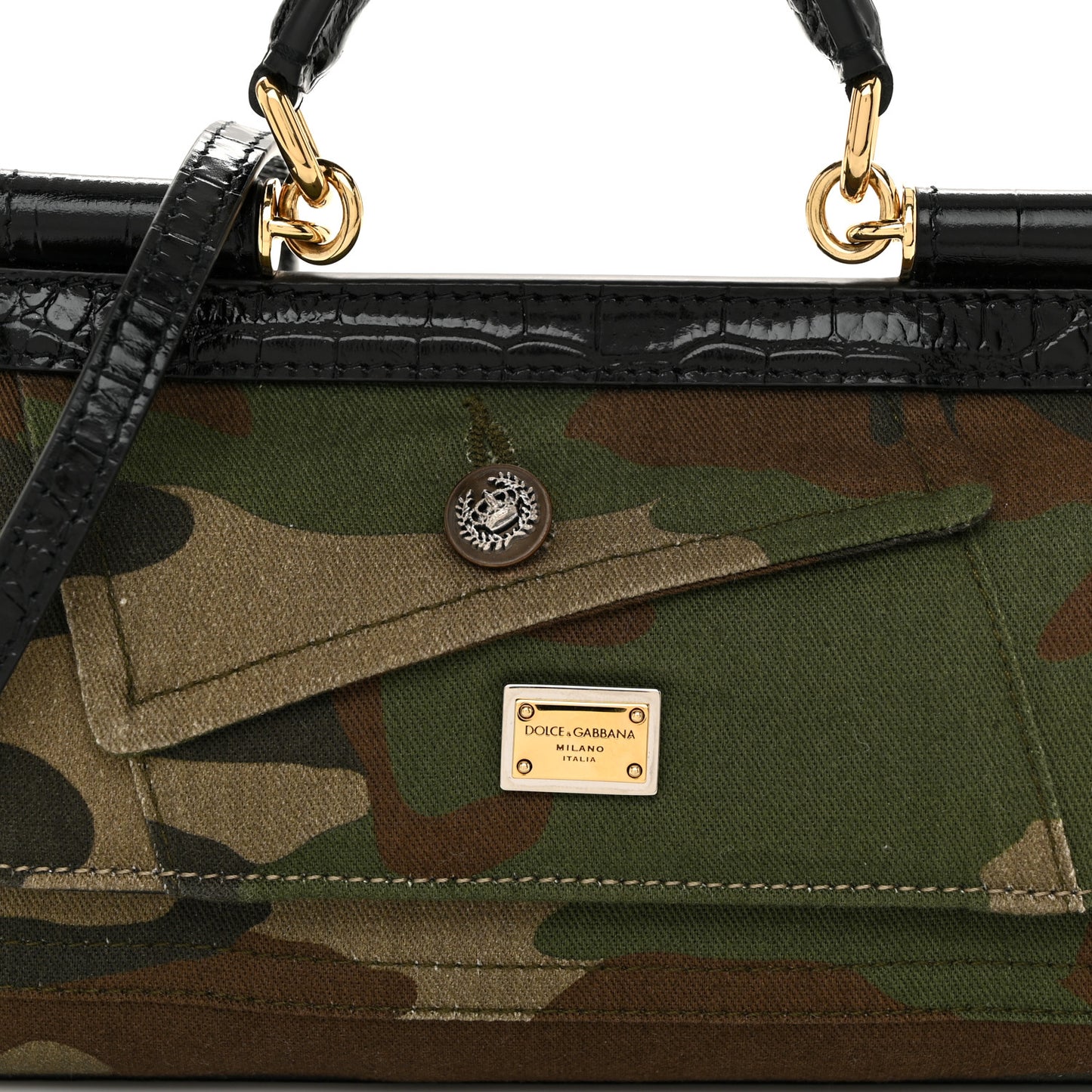 DOLCE &amp; GABBANA Cotton Camouflage Patchwork Small Sicily Multicolor