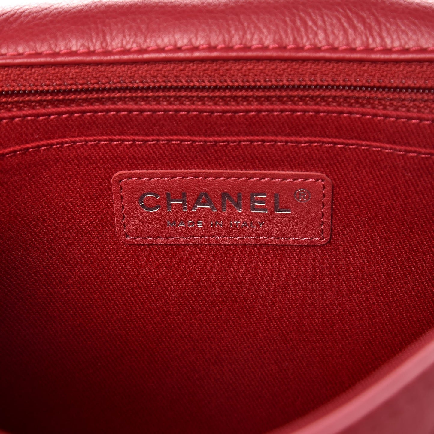 Calfskin Quilted CC Curvy Flap Red
