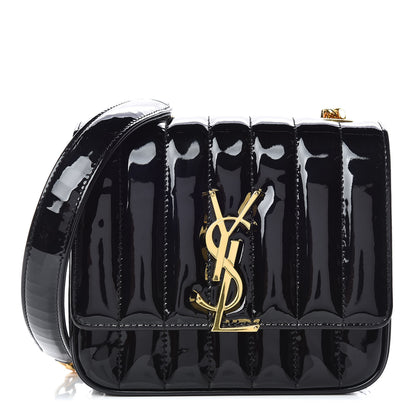 Saint Laurent Patent Calfskin Matelasse Monogram Small Vicky Chain Bag Black 1 of 10