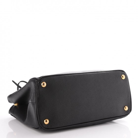 Saffiano Small Galleria Double Zip Tote Black