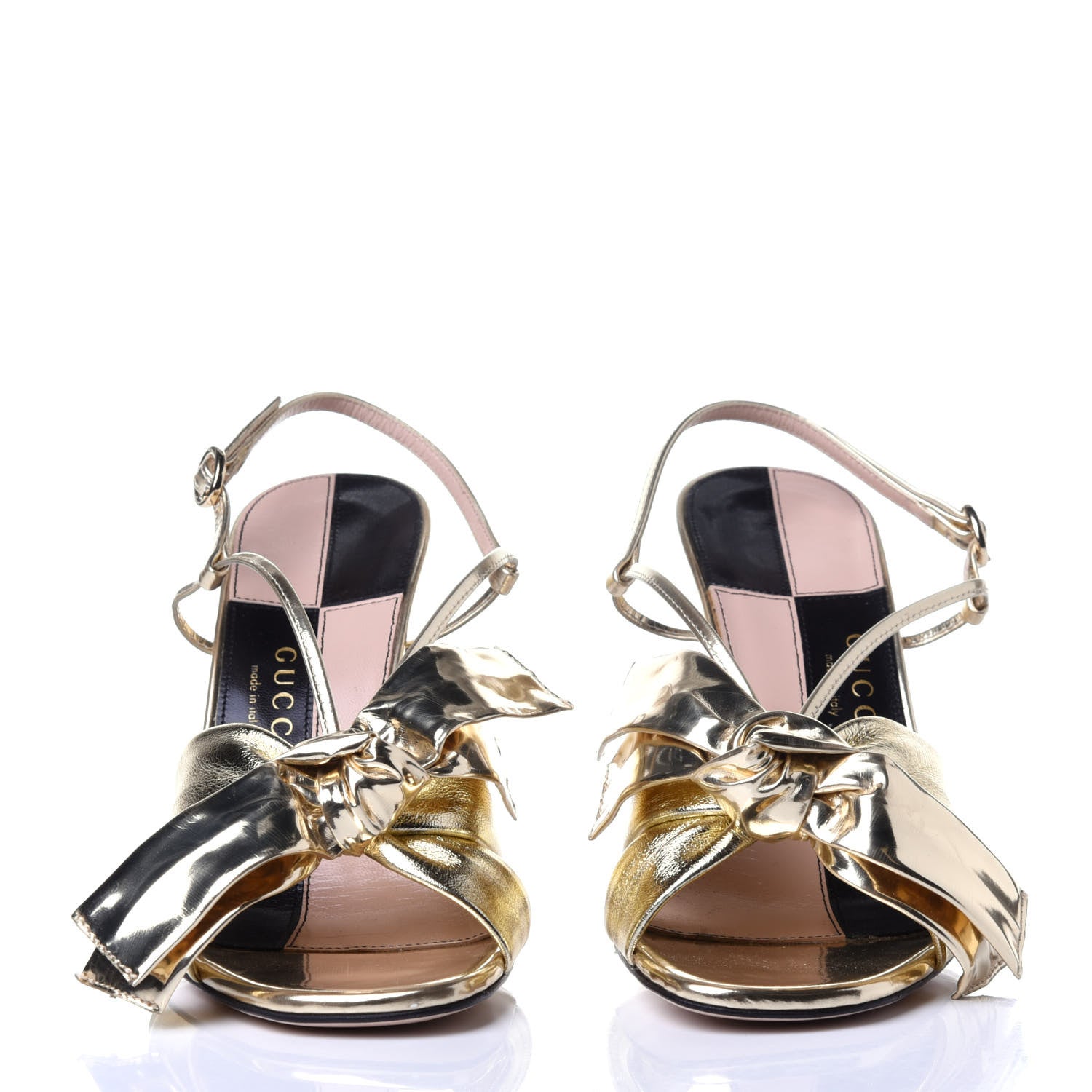 Gucci Metallic Nappa Bow Daphne High Heel Sandals 36.5 Platino 2 of 13