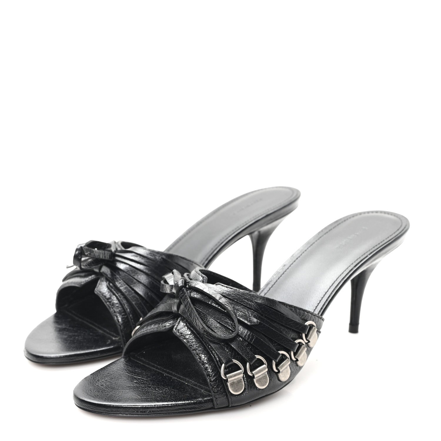 Balenciaga Agneau Arena Cagole Bow 70mm Sandals 38 Black 4 of 10