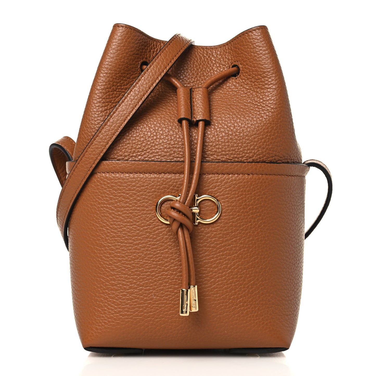 Grained Calfskin Mini Gancino Bucket Bag Sella