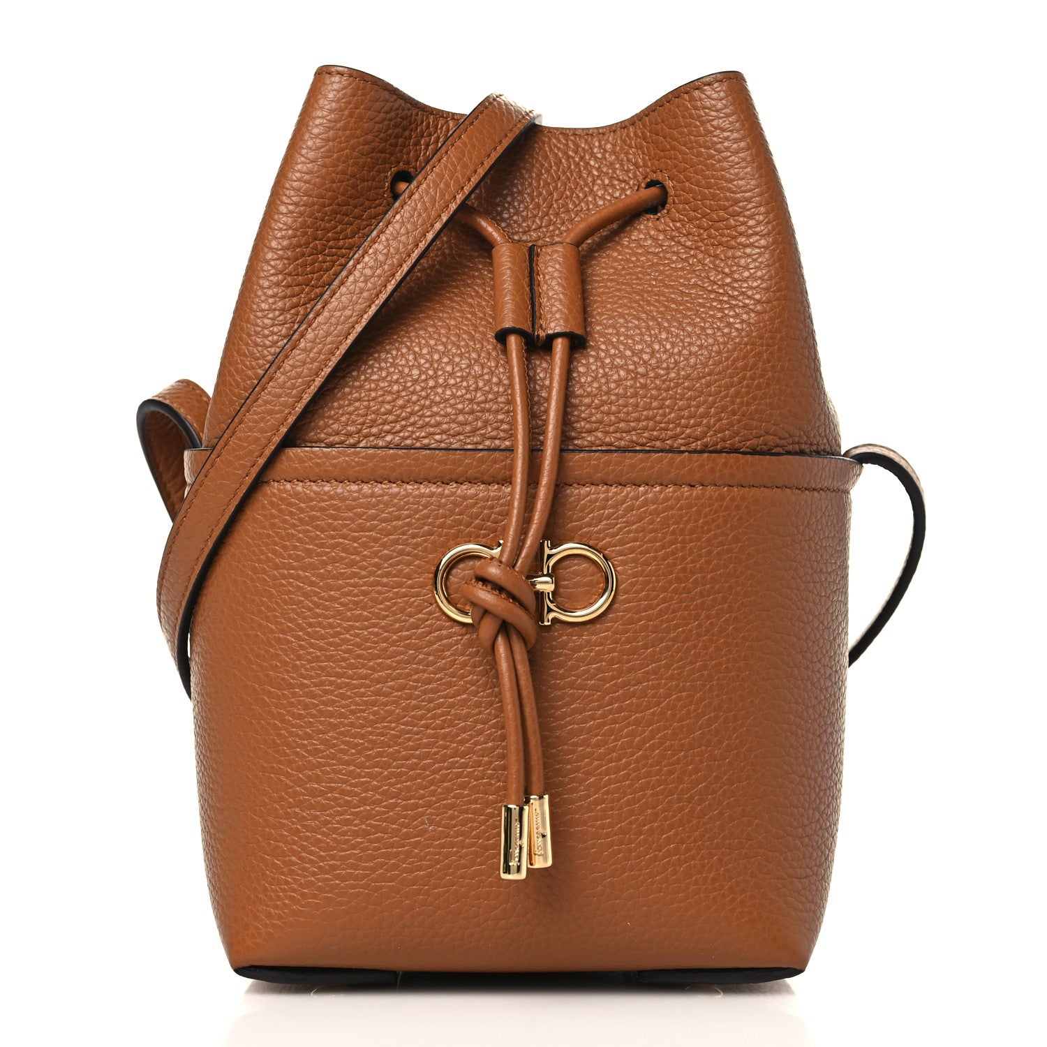 Salvatore Ferragamo Grained Calfskin Mini Gancino Bucket Bag Sella 1 of 8