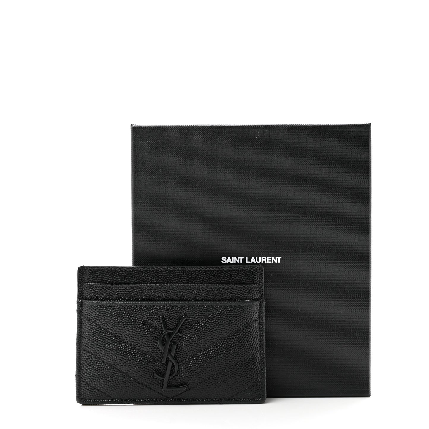 Grain De Poudre Matelasse Chevron Monochrome Monogram Credit Card Case Black