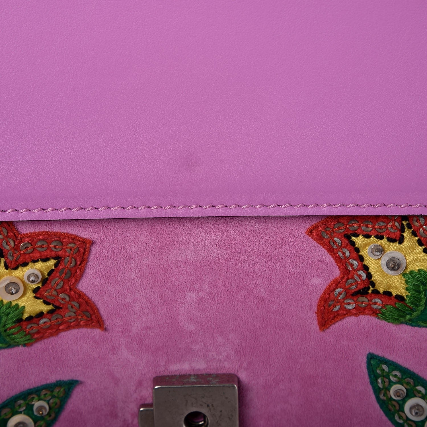 Gucci Suede Cudu Embroidered Medium Dionysus Shoulder Bag Candy Mousse Multicolor 9 of 14