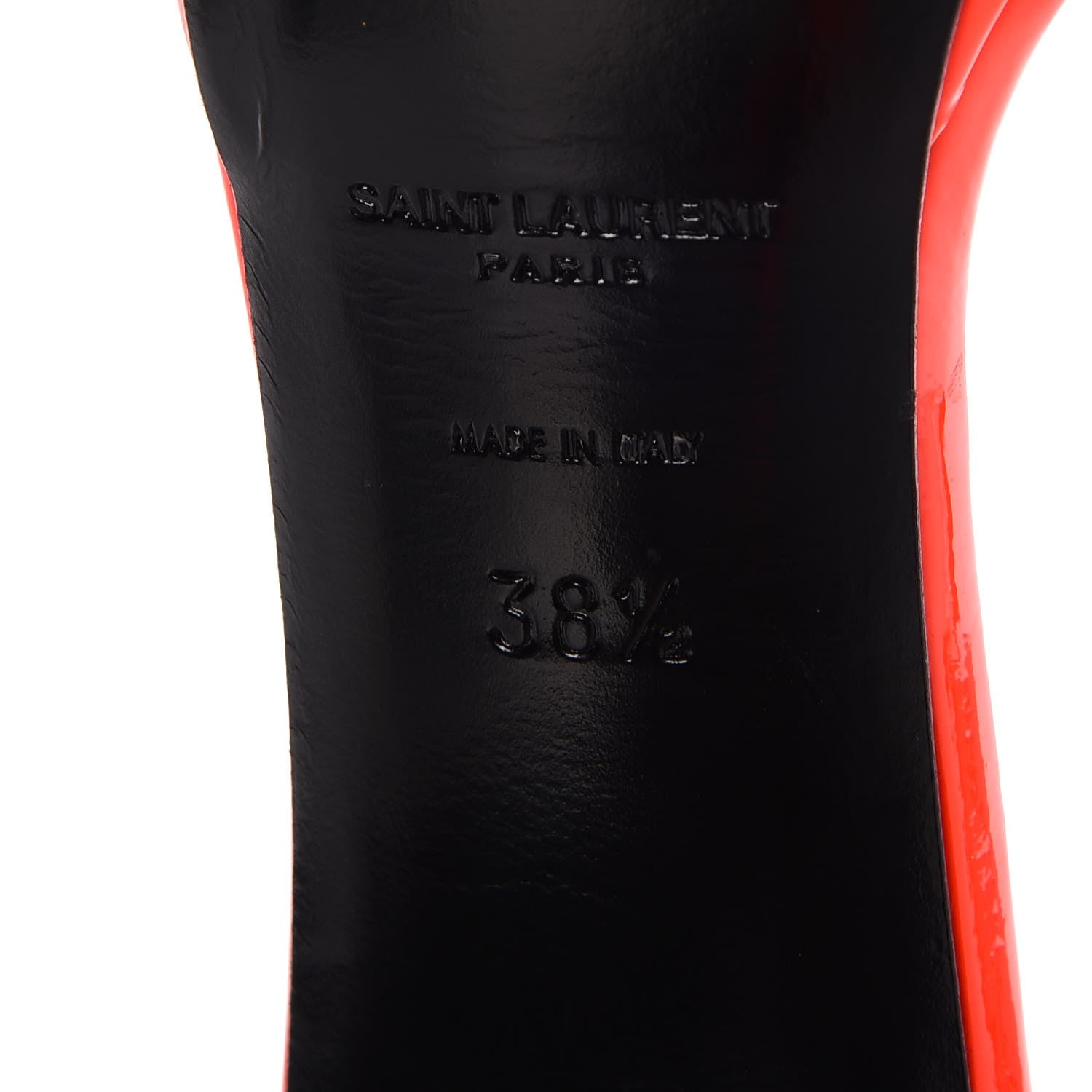 Saint Laurent Patent Calfskin Jane 80 Ankle Strap Sandals 38.5 Orange Fluo 10 of 13