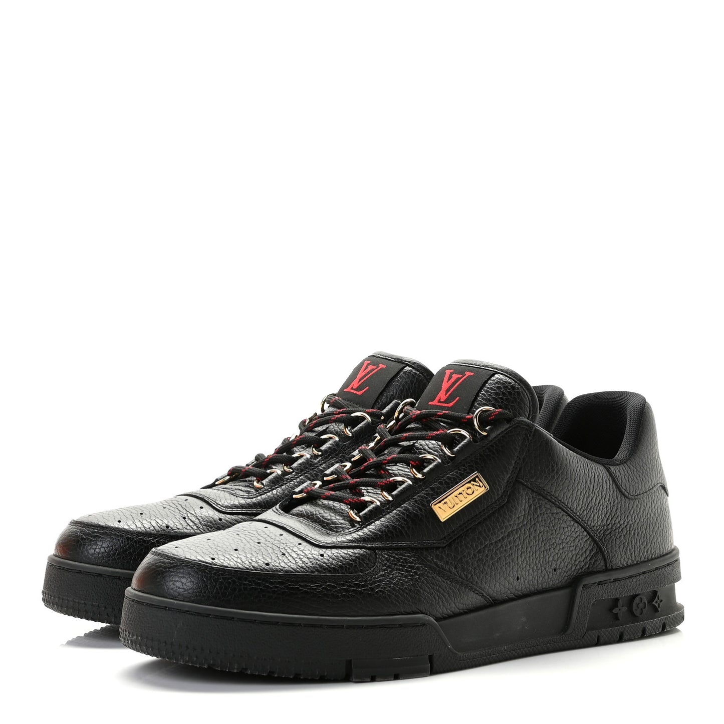 Calfskin Mens LV Trainer Sneakers 9 Black