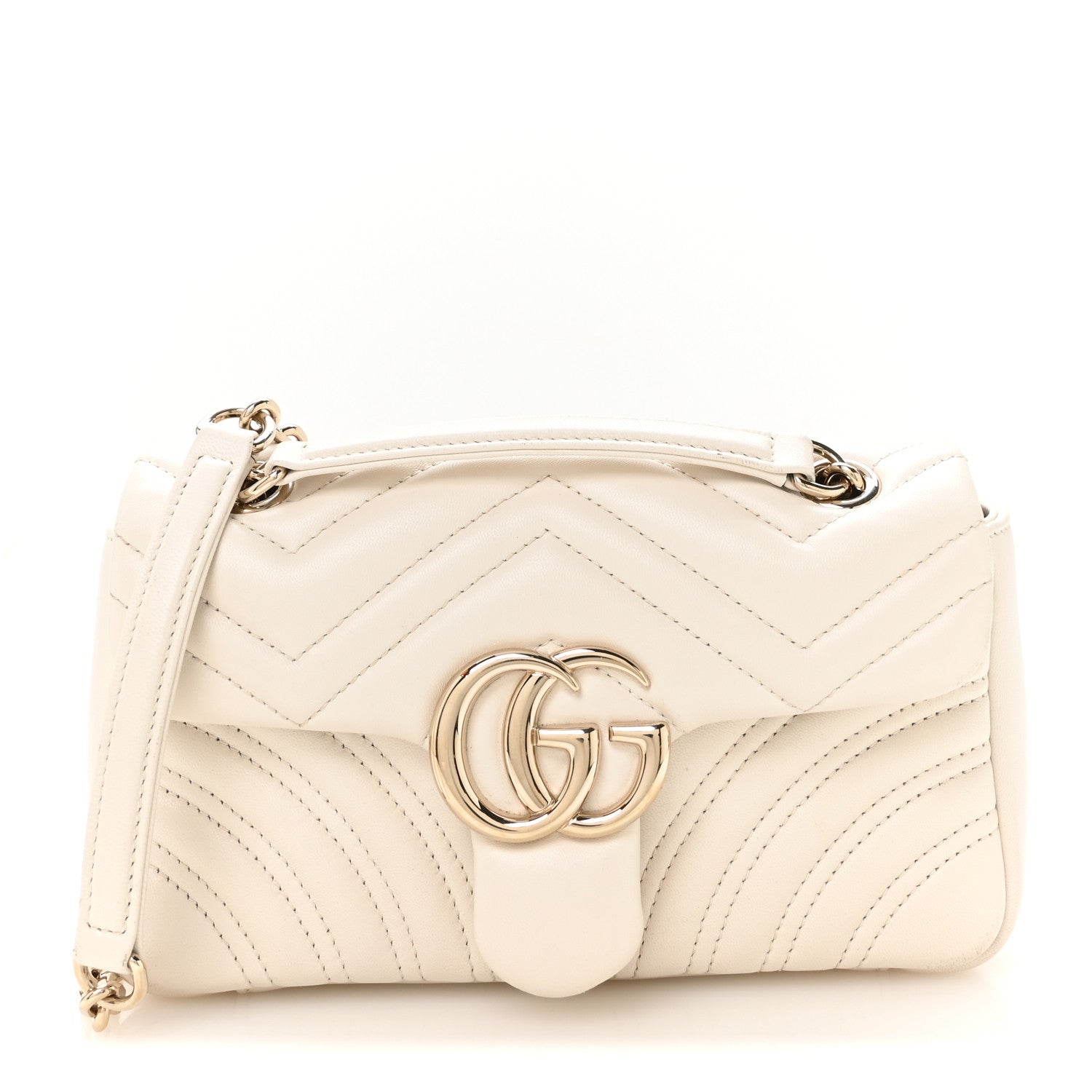 Gucci Lambskin Matelasse Small GG Marmont Shoulder Bag White 1 of 11