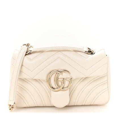 Gucci Lambskin Matelasse Small GG Marmont Shoulder Bag White 1 of 11