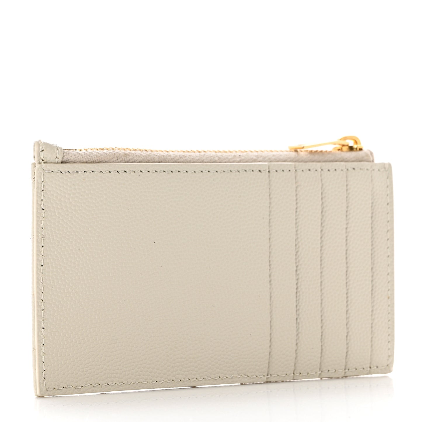 Grain De Poudre Matelasse Chevron Monogram Fragments Zippered Card Case Blanc Vintage