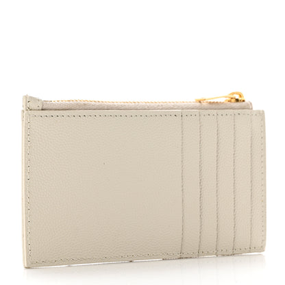 Saint Laurent Grain De Poudre Matelasse Chevron Monogram Fragments Zippered Card Case Blanc Vintage 3 of 8