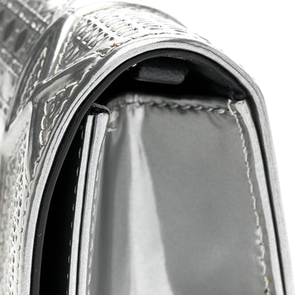 Christian Dior Metallic Patent Micro-Cannage Baby Diorama Flap Bag Silver 11 of 12