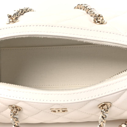 Chanel Caviar Quilted Barrel Clutch With Chain White 5 of 11